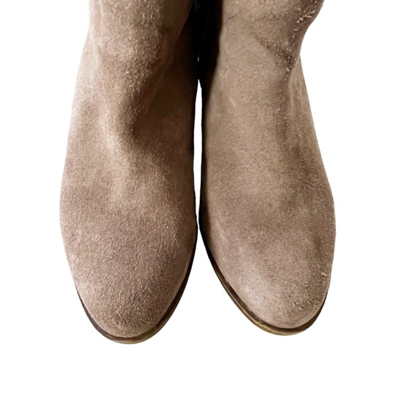 Lucky Brand LK Breah Suede Heeled Ankle Booties Taupe Women's Sz 10M/40 EUC! - Picture 3 of 11
